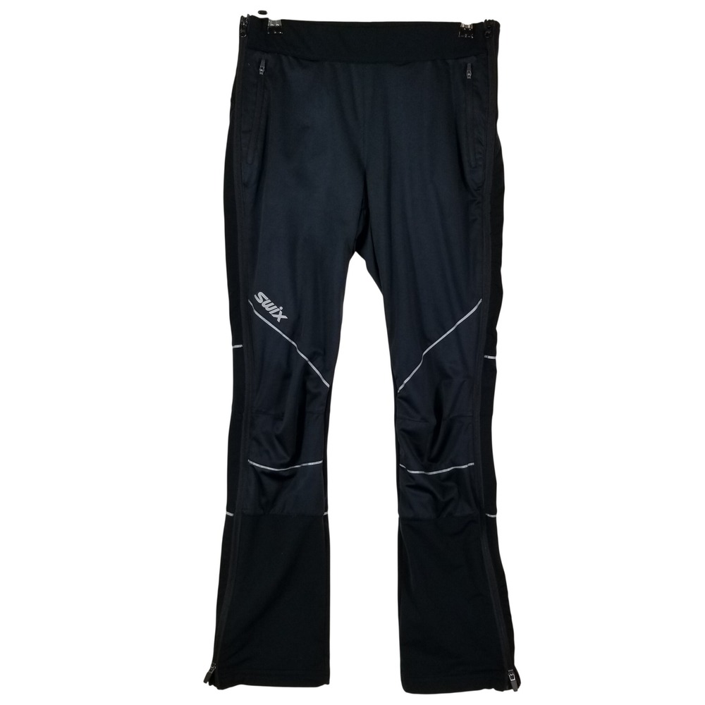 Swix Womens Cross Country Ski Pants Black Full Side Zip Softshell Small